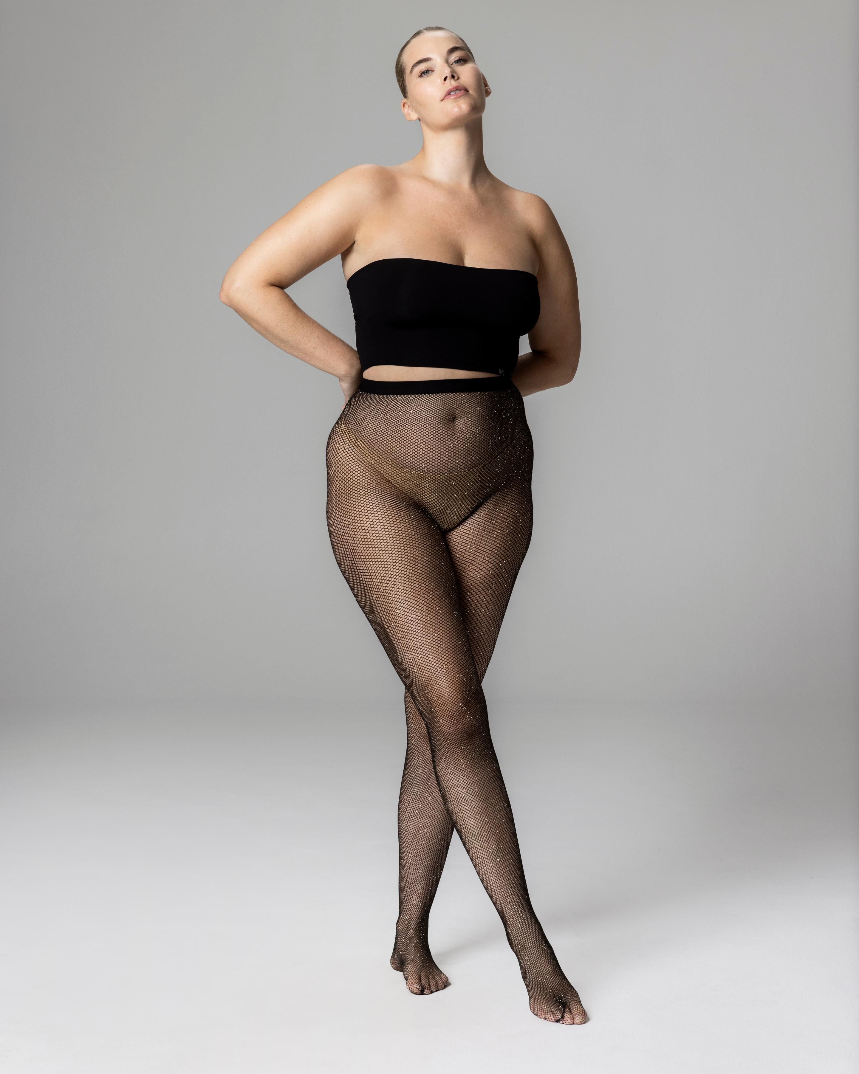 MUSE - NET-PATTERNED SEAMLESS TIGHTS - MICRO FISHNET SHIMMER