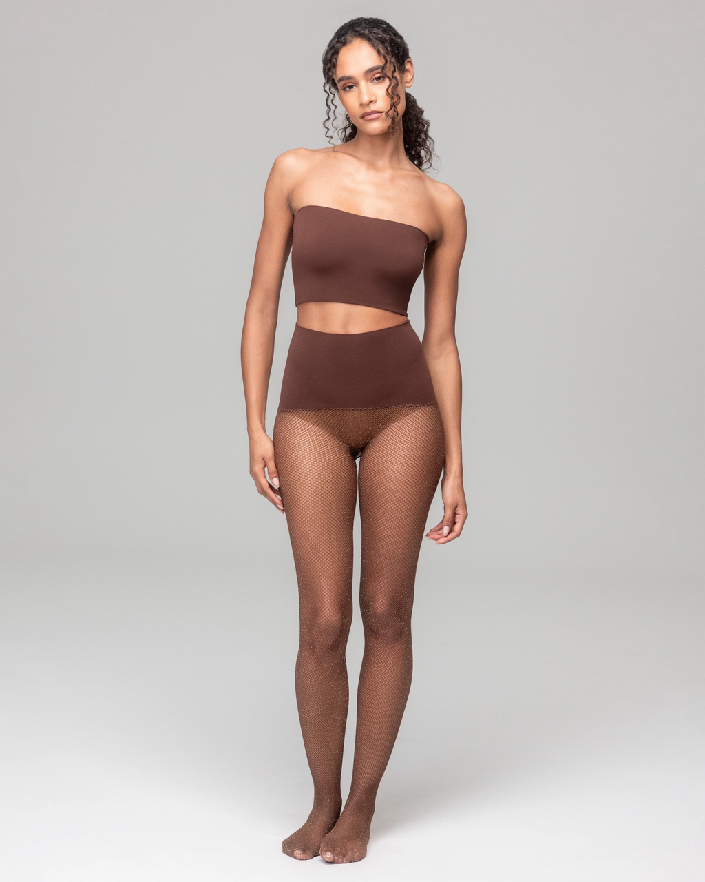 MUSE - NET-PATTERNED SEAMLESS TIGHTS - MICRO FISHNET SHIMMER