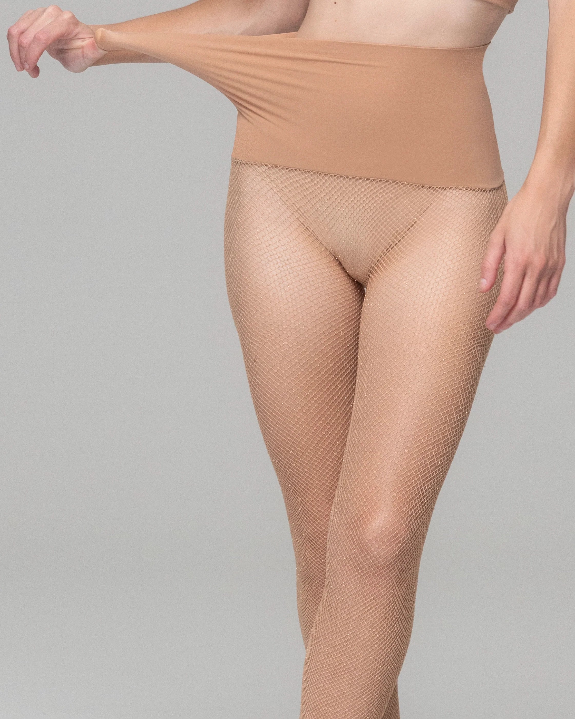 MUSE - NET-PATTERNED SEAMLESS TIGHTS - MICRO FISHNET SHIMMER