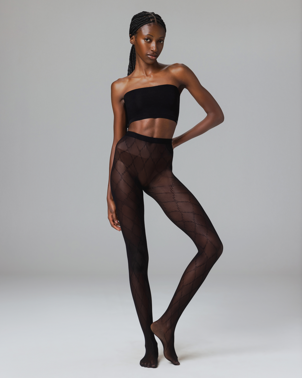 MUSE - NET-PATTERNED SEAMLESS TIGHTS - LACE QUILT