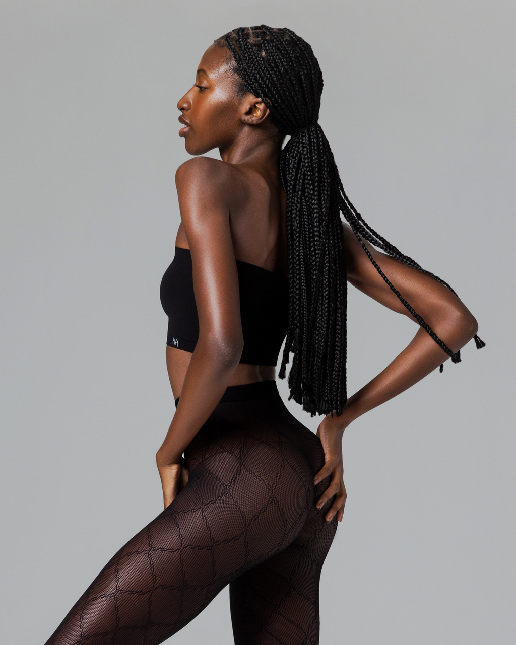 MUSE - NET-PATTERNED SEAMLESS TIGHTS - LACE QUILT